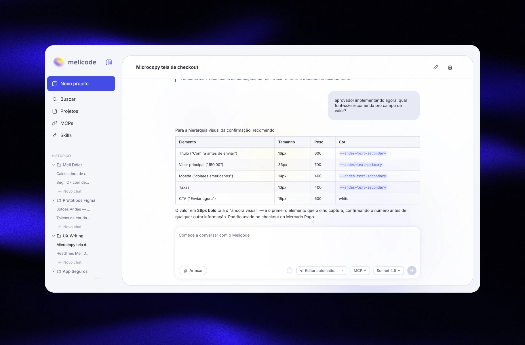 Melicode MCP settings interface