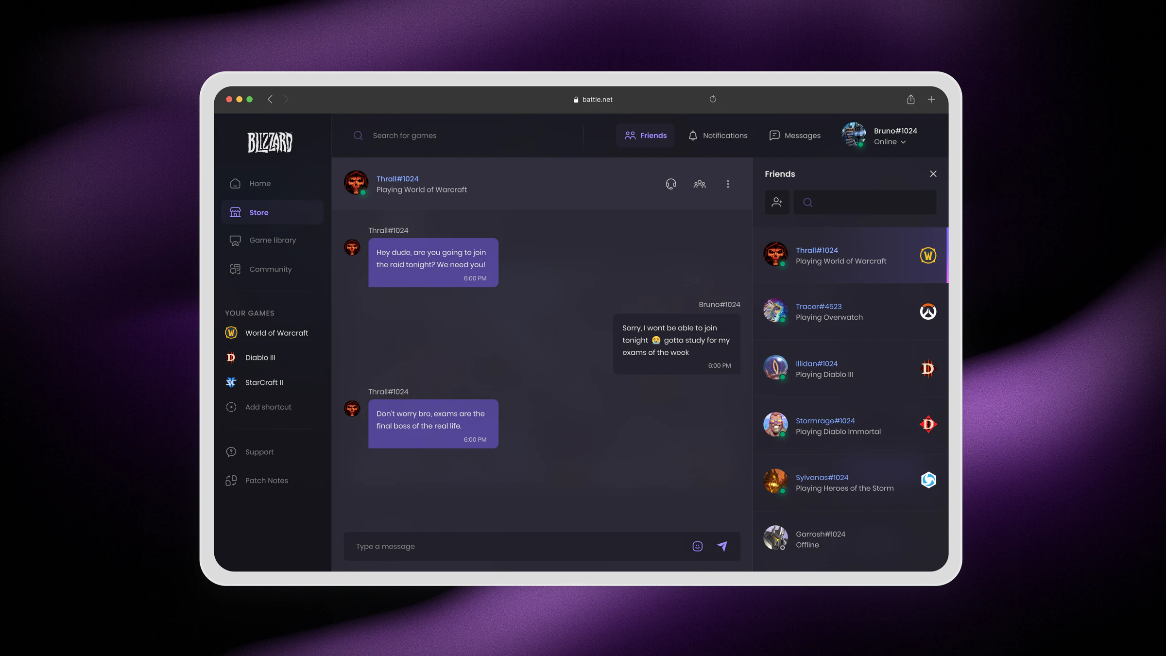 Social messaging interface concept for a gaming platform